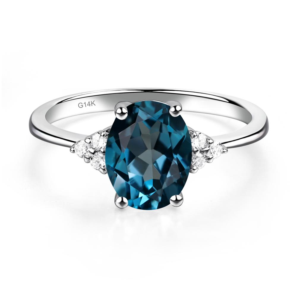 Simple Oval Cut London Blue Topaz Wedding Ring - LUO Jewelry #metal_14k white gold