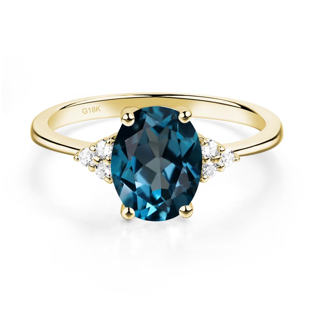 Simple Oval Cut London Blue Topaz Wedding Ring - LUO Jewelry #metal_18k yellow gold