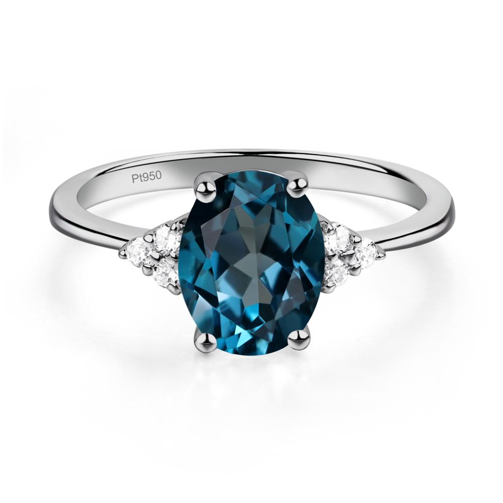 Simple Oval Cut London Blue Topaz Wedding Ring - LUO Jewelry #metal_platinum