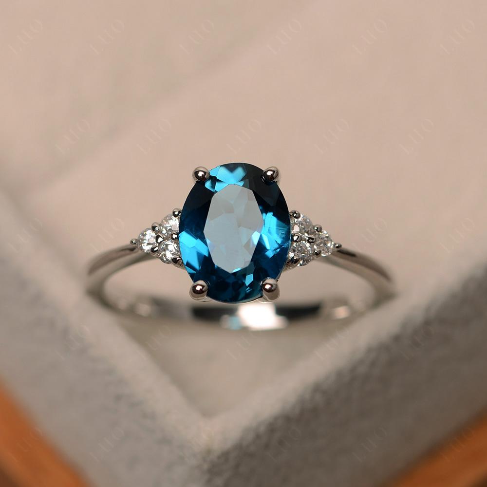 Simple Oval Cut London Blue Topaz Wedding Ring - LUO Jewelry