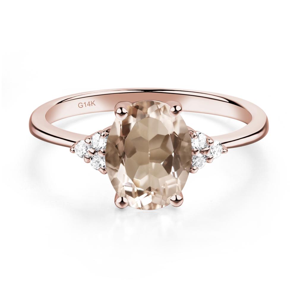 Simple Oval Cut Morganite Wedding Ring - LUO Jewelry #metal_14k rose gold