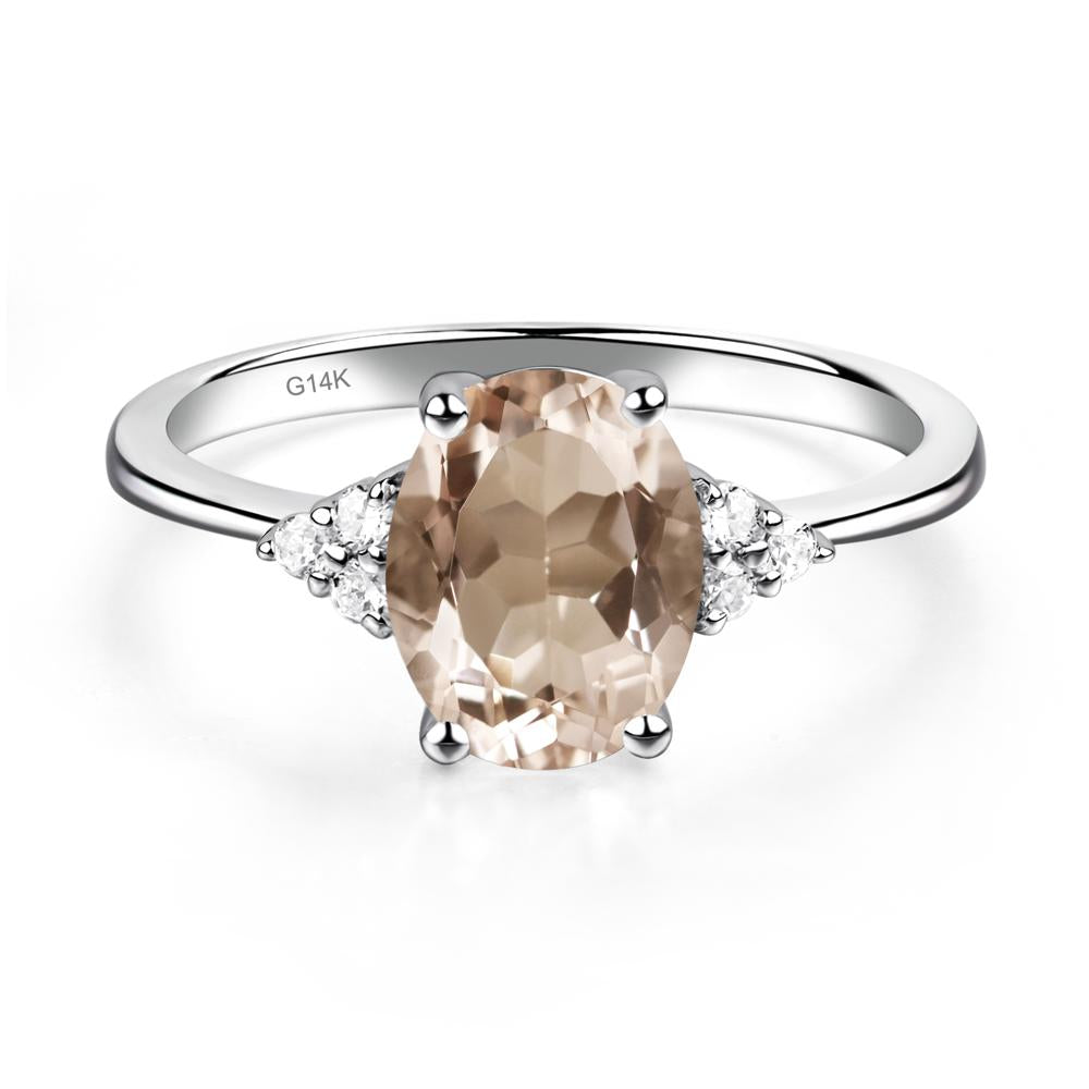 Simple Oval Cut Morganite Wedding Ring - LUO Jewelry #metal_14k white gold