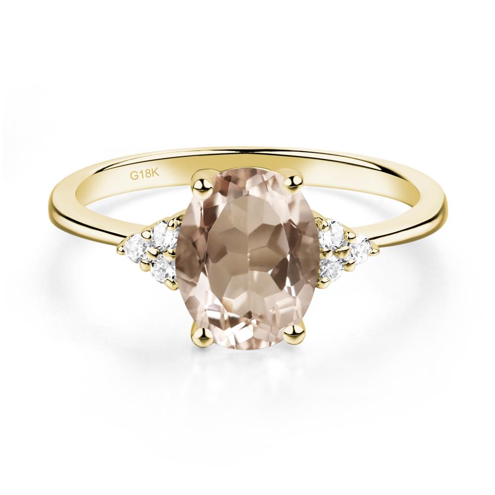 Simple Oval Cut Morganite Wedding Ring - LUO Jewelry #metal_18k yellow gold