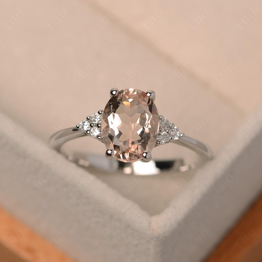 Simple Oval Cut Morganite Wedding Ring - LUO Jewelry