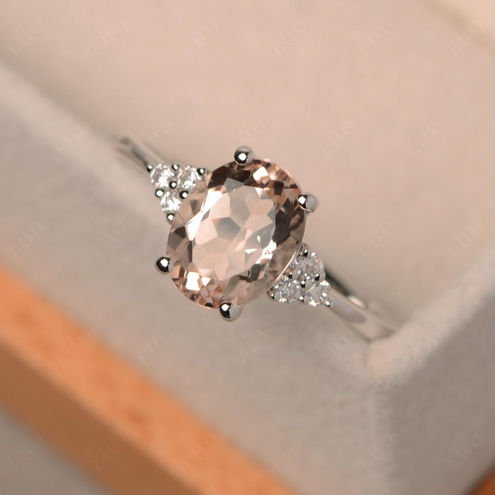 Simple Oval Cut Morganite Wedding Ring - LUO Jewelry