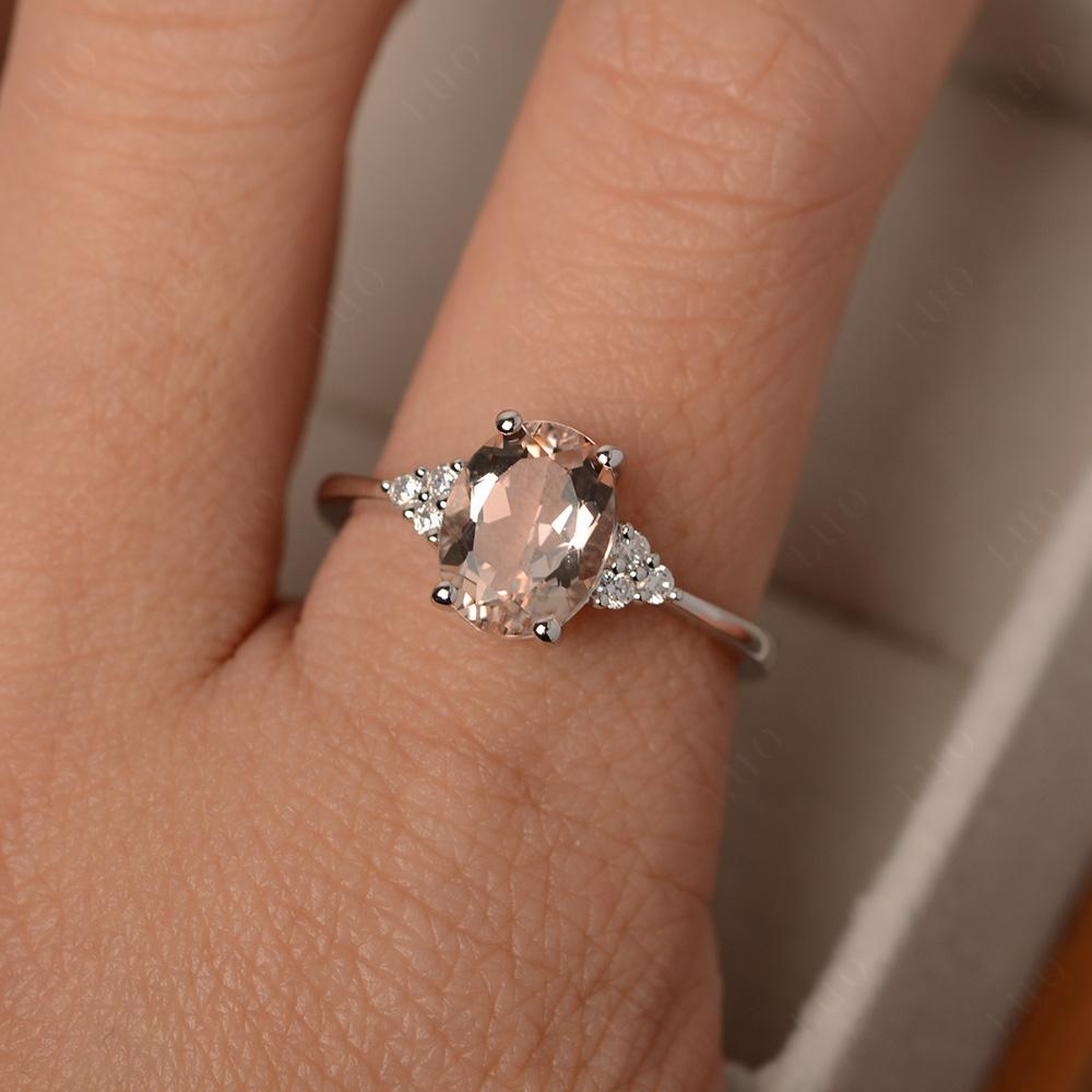 Simple Oval Cut Morganite Wedding Ring - LUO Jewelry