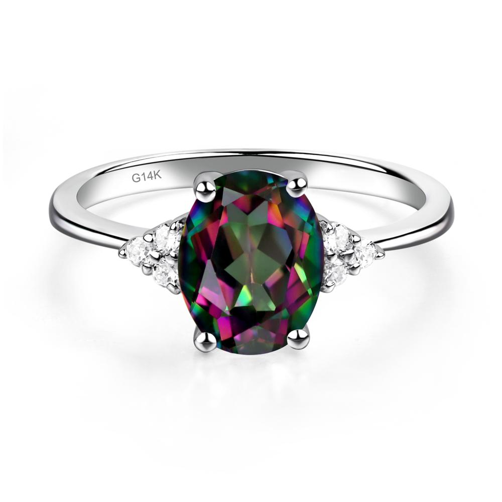 Simple Oval Cut Mystic Topaz Wedding Ring - LUO Jewelry #metal_14k white gold