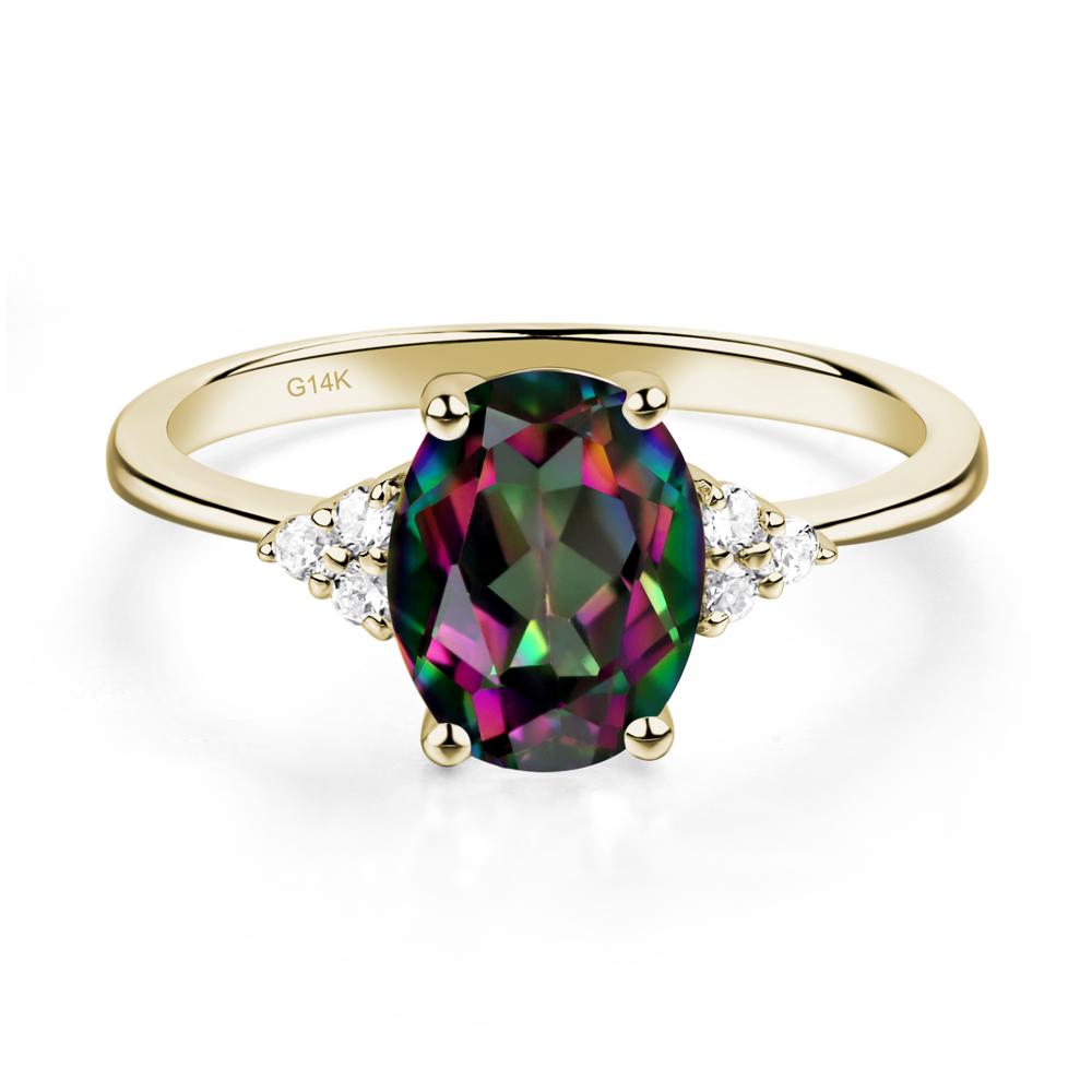 Simple Oval Cut Mystic Topaz Wedding Ring - LUO Jewelry #metal_14k yellow gold