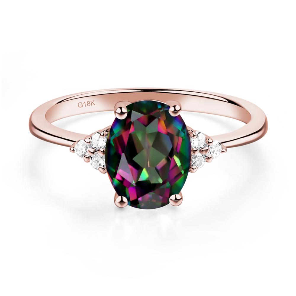 Simple Oval Cut Mystic Topaz Wedding Ring - LUO Jewelry #metal_18k rose gold