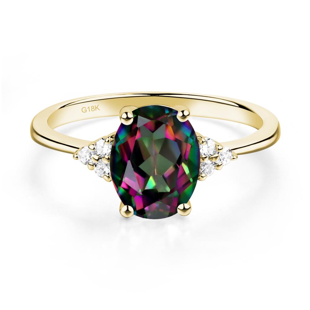 Simple Oval Cut Mystic Topaz Wedding Ring - LUO Jewelry #metal_18k yellow gold