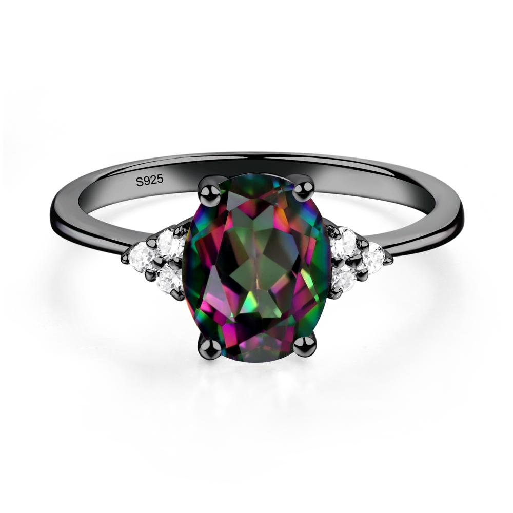 Simple Oval Cut Mystic Topaz Wedding Ring - LUO Jewelry #metal_black finish sterling silver