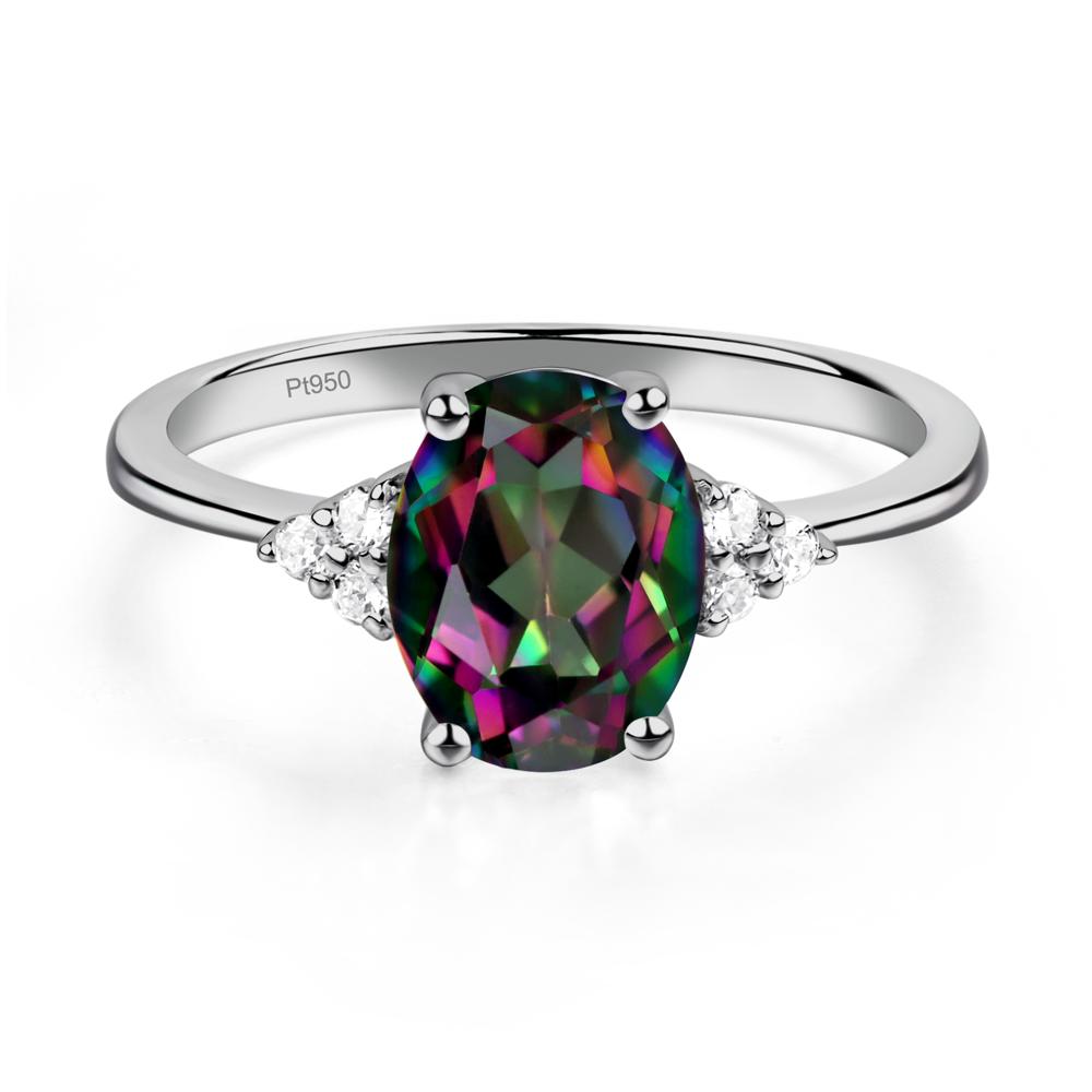 Simple Oval Cut Mystic Topaz Wedding Ring - LUO Jewelry #metal_platinum
