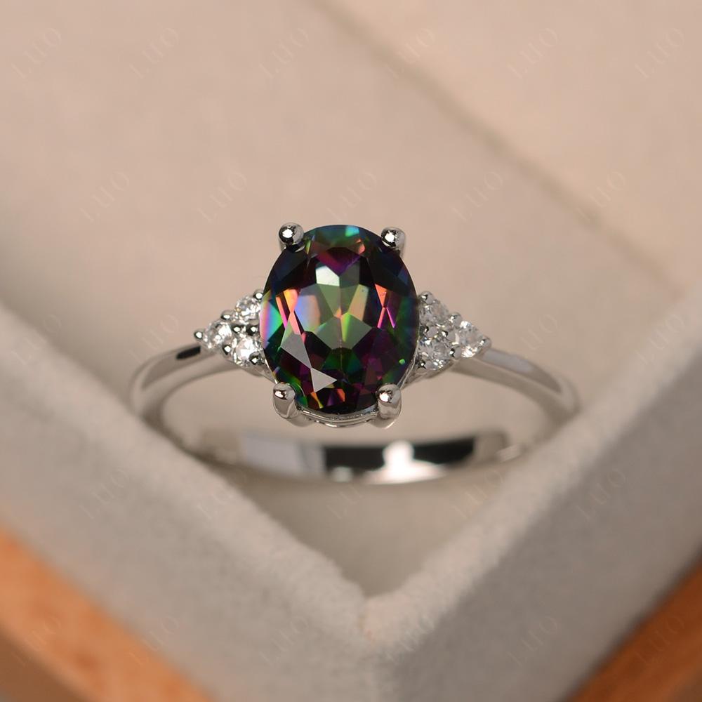 Simple Oval Cut Mystic Topaz Wedding Ring - LUO Jewelry