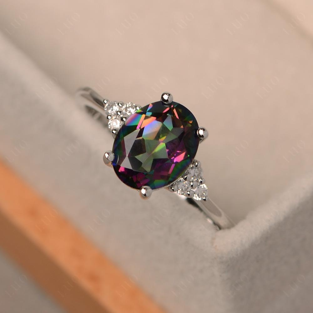 Simple Oval Cut Mystic Topaz Wedding Ring - LUO Jewelry