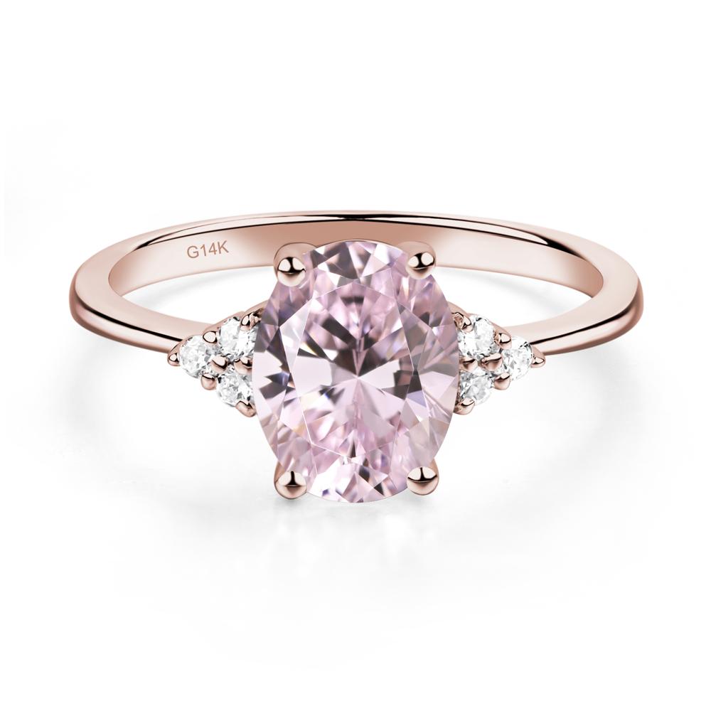 Simple Oval Cut Pink Cubic Zirconia Wedding Ring - LUO Jewelry #metal_14k rose gold