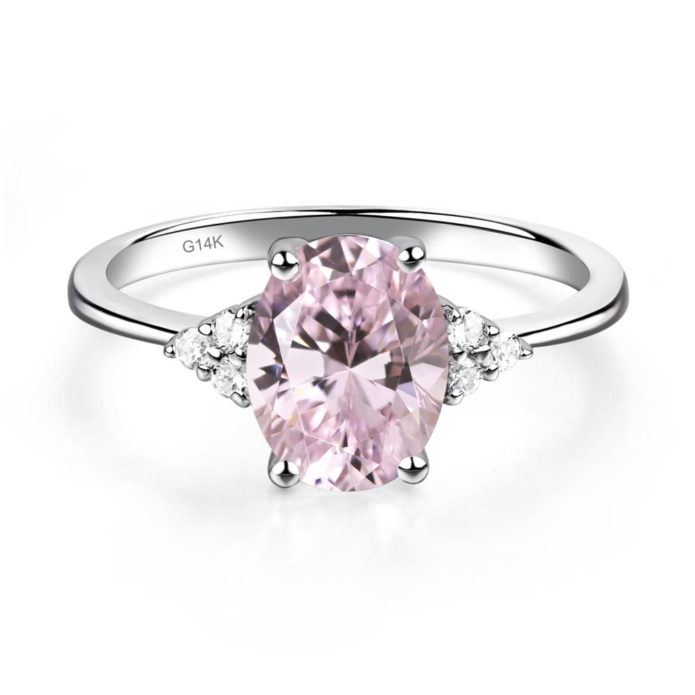 Simple Oval Cut Pink Cubic Zirconia Wedding Ring - LUO Jewelry #metal_14k white gold