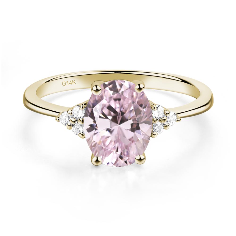 Simple Oval Cut Pink Cubic Zirconia Wedding Ring - LUO Jewelry #metal_14k yellow gold