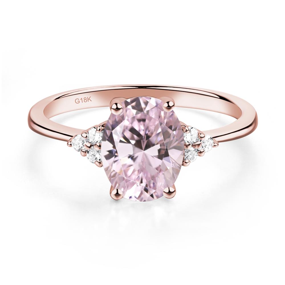 Simple Oval Cut Pink Cubic Zirconia Wedding Ring - LUO Jewelry #metal_18k rose gold