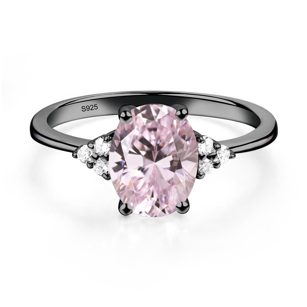 Simple Oval Cut Pink Cubic Zirconia Wedding Ring - LUO Jewelry #metal_black finish sterling silver
