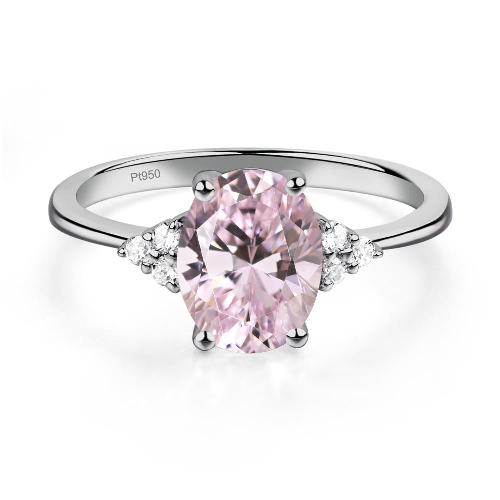 Simple Oval Cut Pink Cubic Zirconia Wedding Ring - LUO Jewelry #metal_platinum
