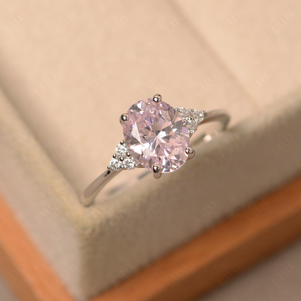 Simple Oval Cut Pink Cubic Zirconia Wedding Ring - LUO Jewelry