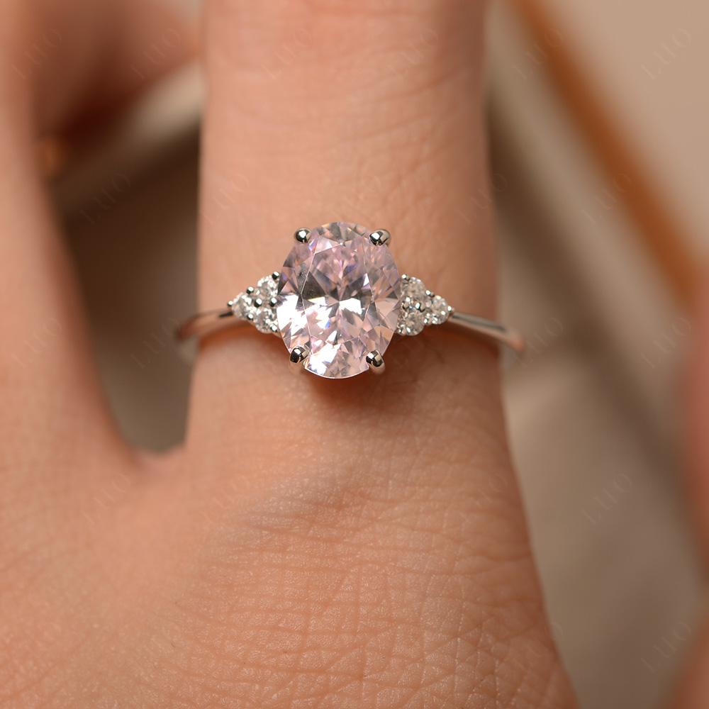 Simple Oval Cut Pink Cubic Zirconia Wedding Ring - LUO Jewelry
