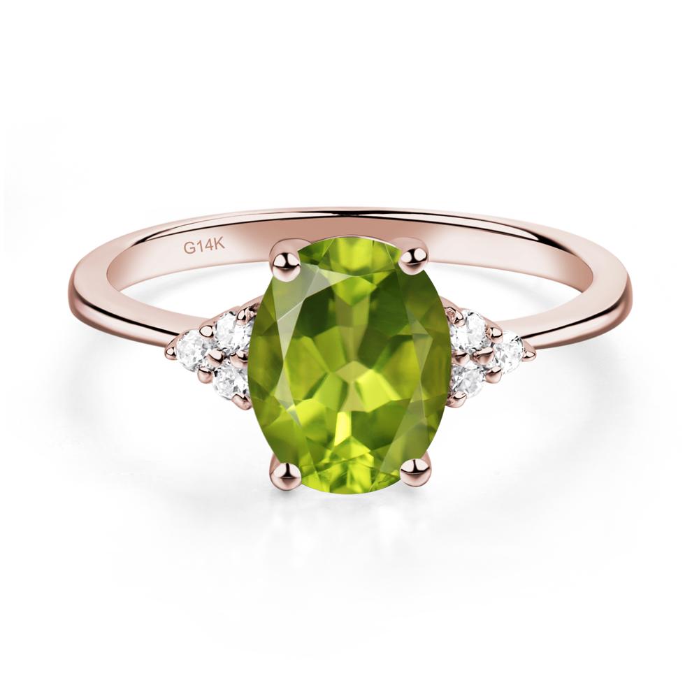 Simple Oval Cut Peridot Wedding Ring - LUO Jewelry #metal_14k rose gold