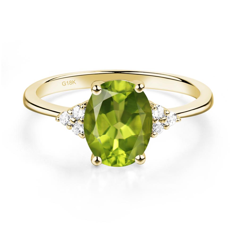 Simple Oval Cut Peridot Wedding Ring - LUO Jewelry #metal_18k yellow gold