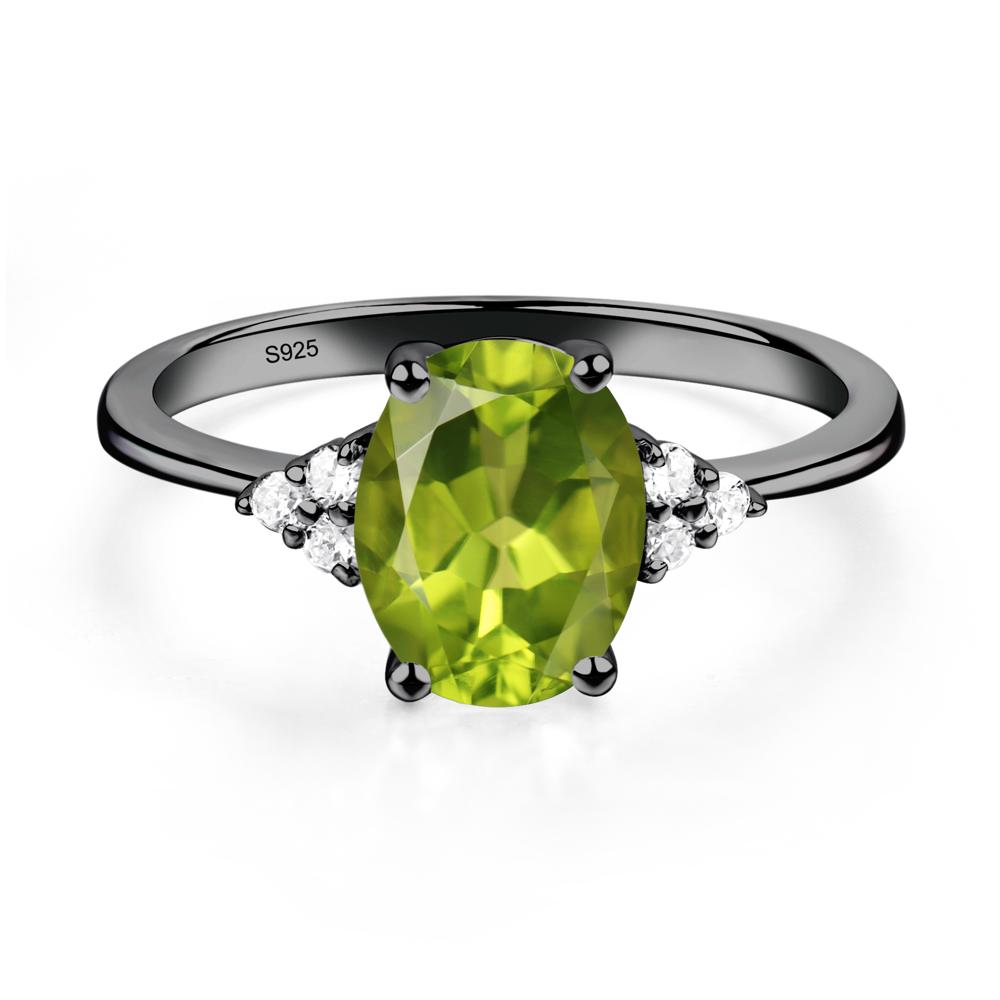 Simple Oval Cut Peridot Wedding Ring - LUO Jewelry #metal_black finish sterling silver
