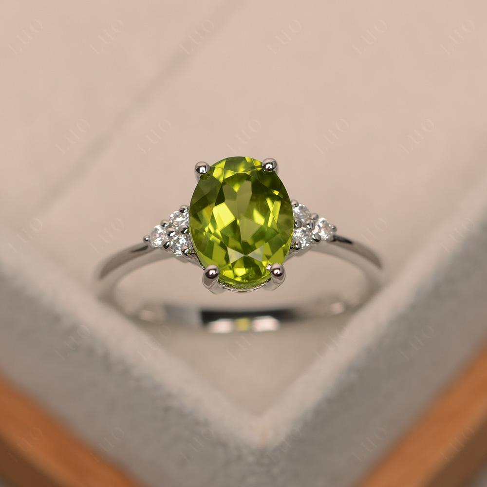 Simple Oval Cut Peridot Wedding Ring - LUO Jewelry