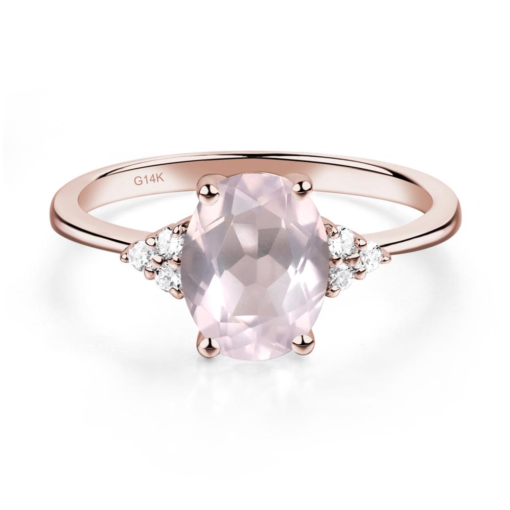 Simple Oval Cut Rose Quartz Wedding Ring - LUO Jewelry #metal_14k rose gold