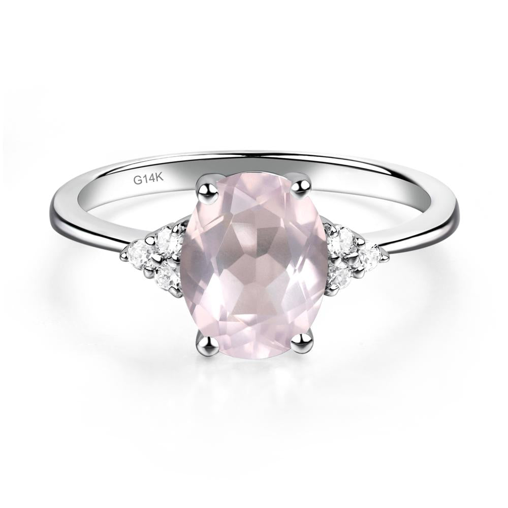 Simple Oval Cut Rose Quartz Wedding Ring - LUO Jewelry #metal_14k white gold