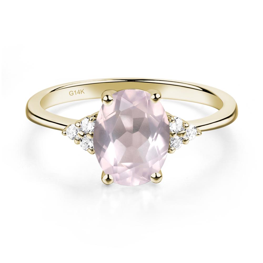 Simple Oval Cut Rose Quartz Wedding Ring - LUO Jewelry #metal_14k yellow gold