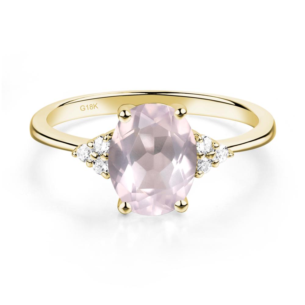 Simple Oval Cut Rose Quartz Wedding Ring - LUO Jewelry #metal_18k yellow gold