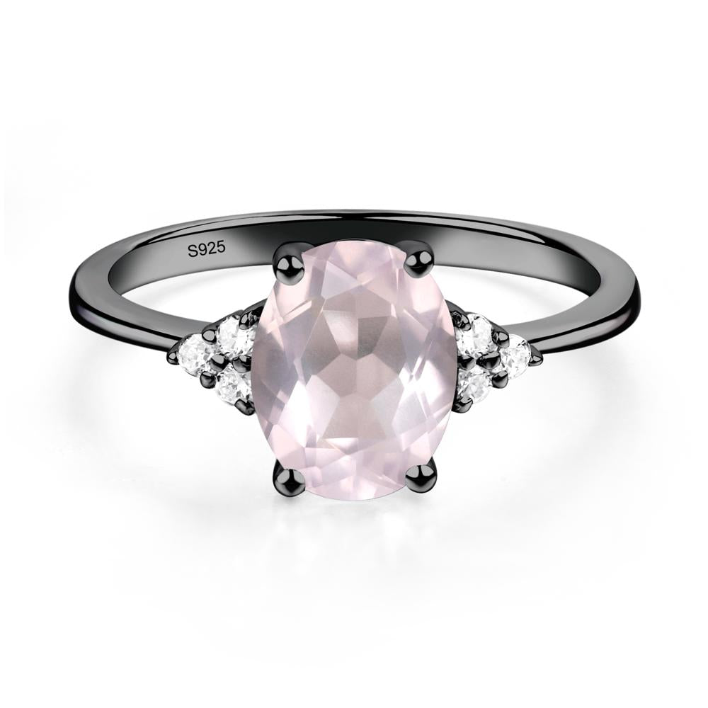 Simple Oval Cut Rose Quartz Wedding Ring - LUO Jewelry #metal_black finish sterling silver