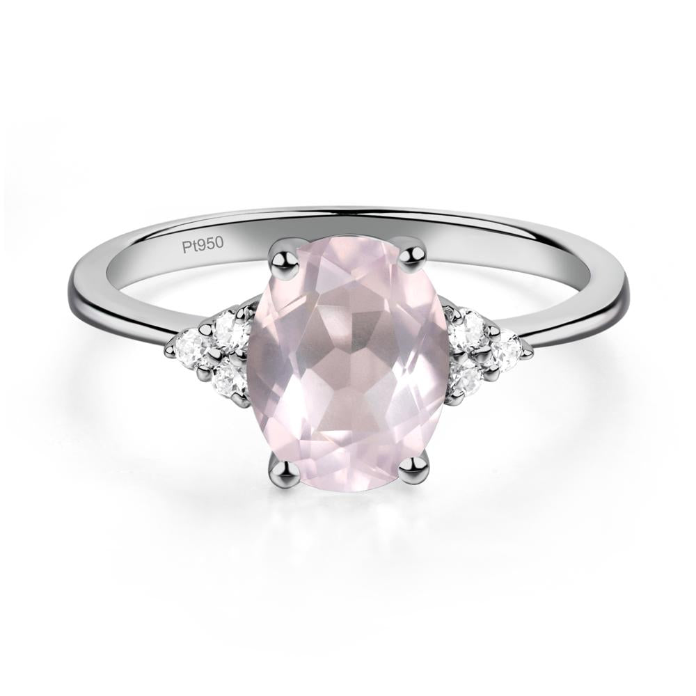 Simple Oval Cut Rose Quartz Wedding Ring - LUO Jewelry #metal_platinum