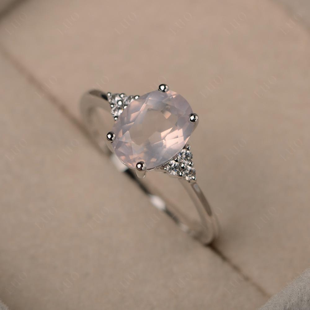 Simple Oval Cut Rose Quartz Wedding Ring - LUO Jewelry