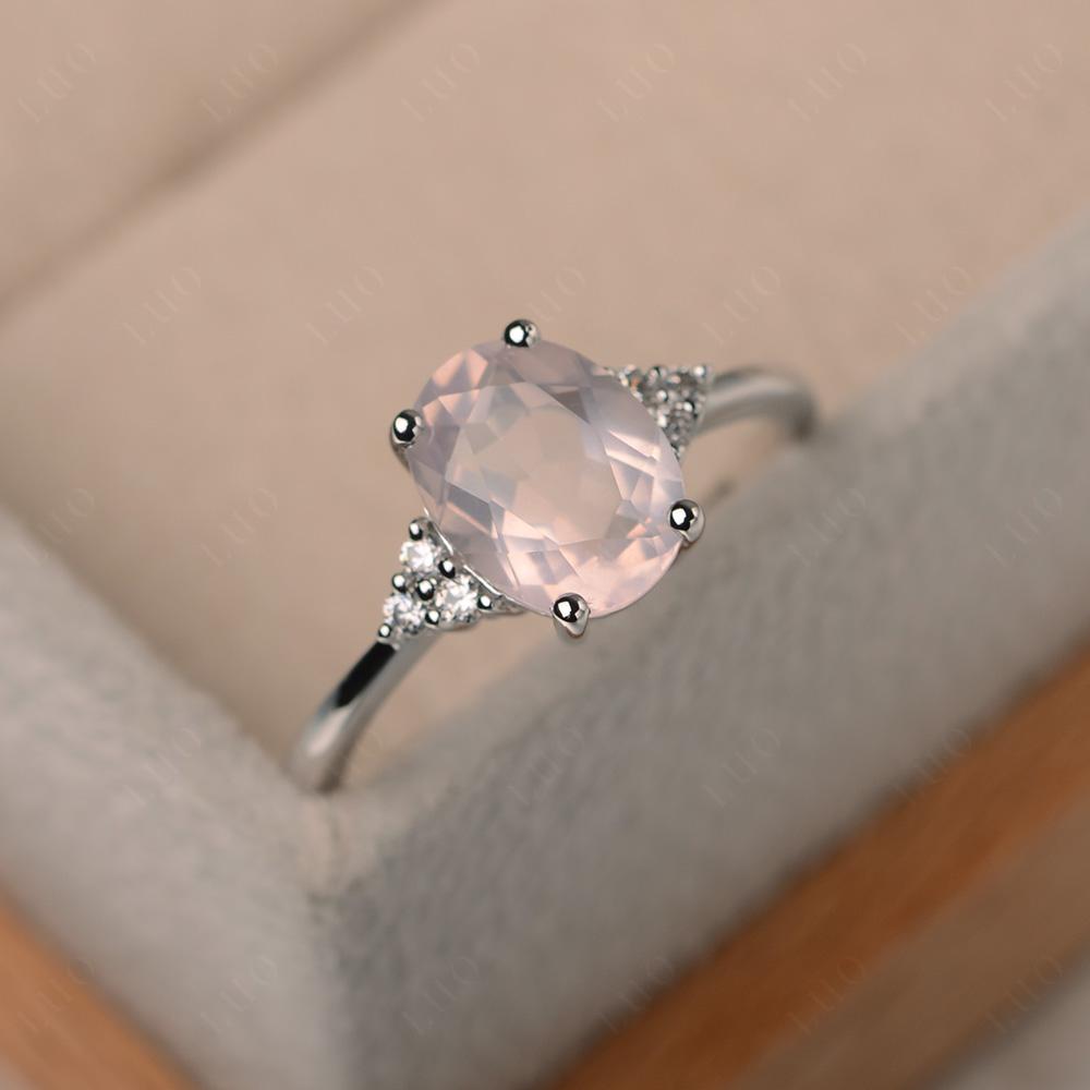 Simple Oval Cut Rose Quartz Wedding Ring - LUO Jewelry