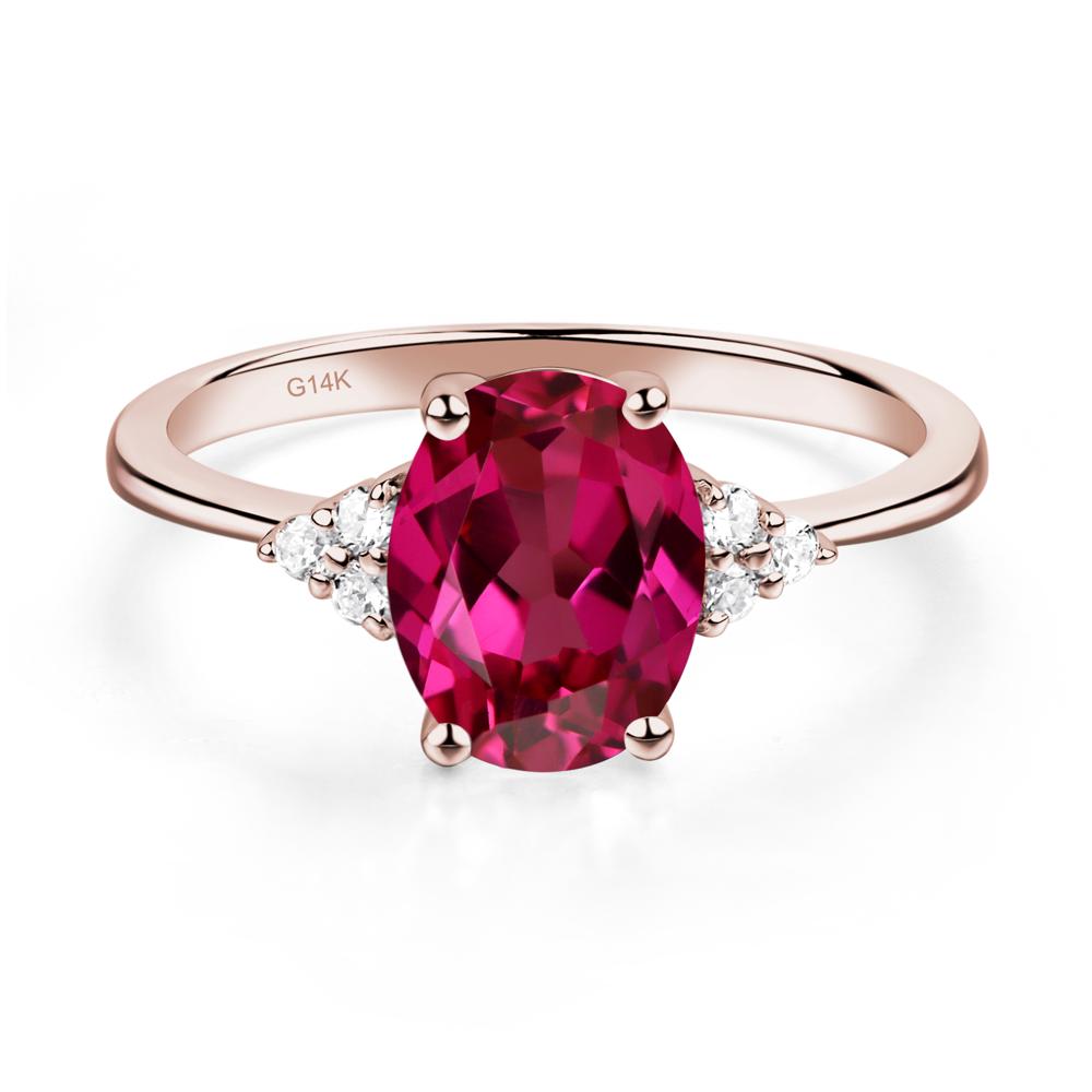 Simple Oval Cut Ruby Wedding Ring - LUO Jewelry #metal_14k rose gold