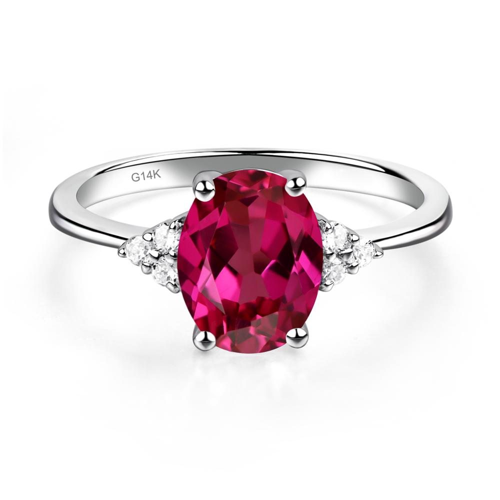 Simple Oval Cut Ruby Wedding Ring - LUO Jewelry #metal_14k white gold