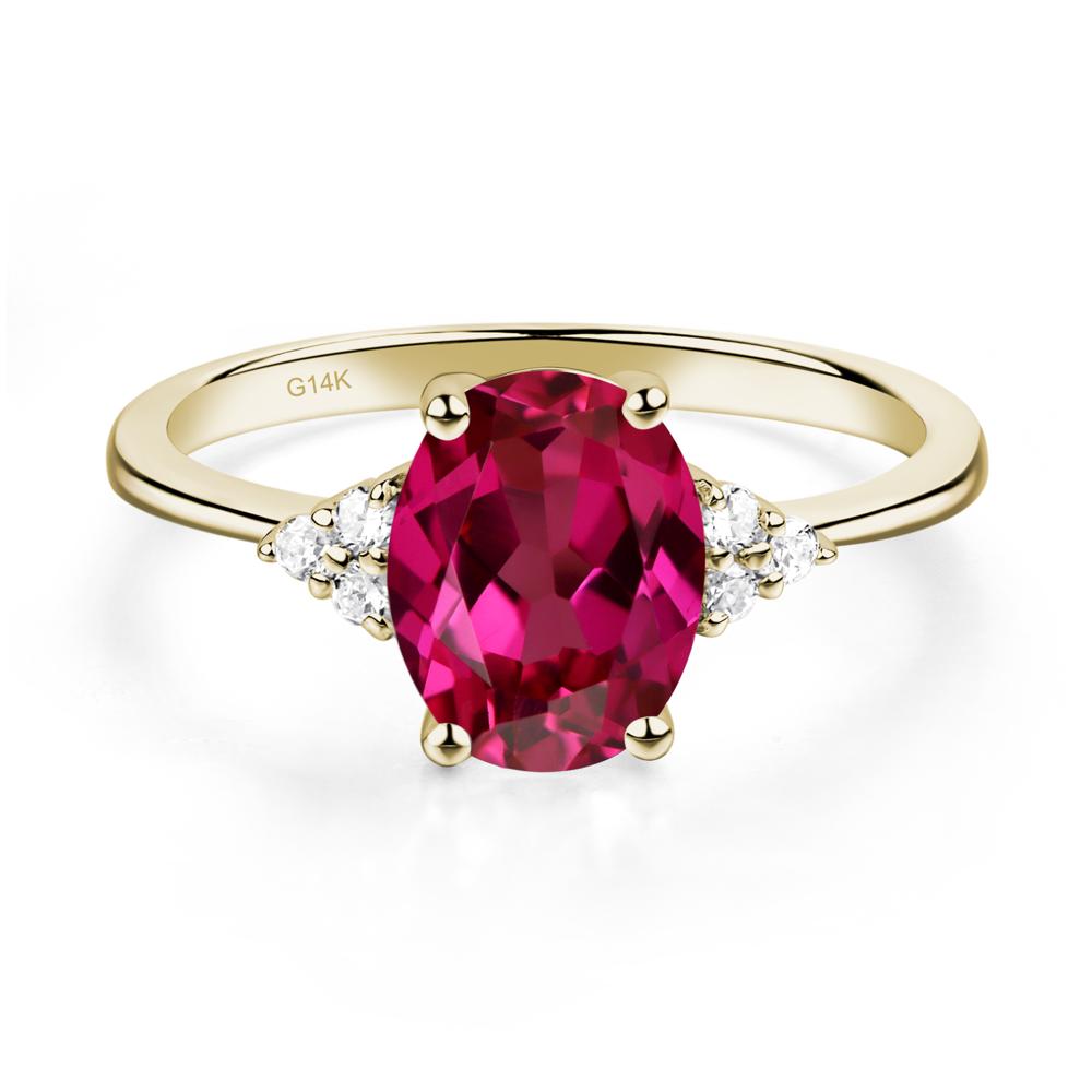 Simple Oval Cut Ruby Wedding Ring - LUO Jewelry #metal_14k yellow gold