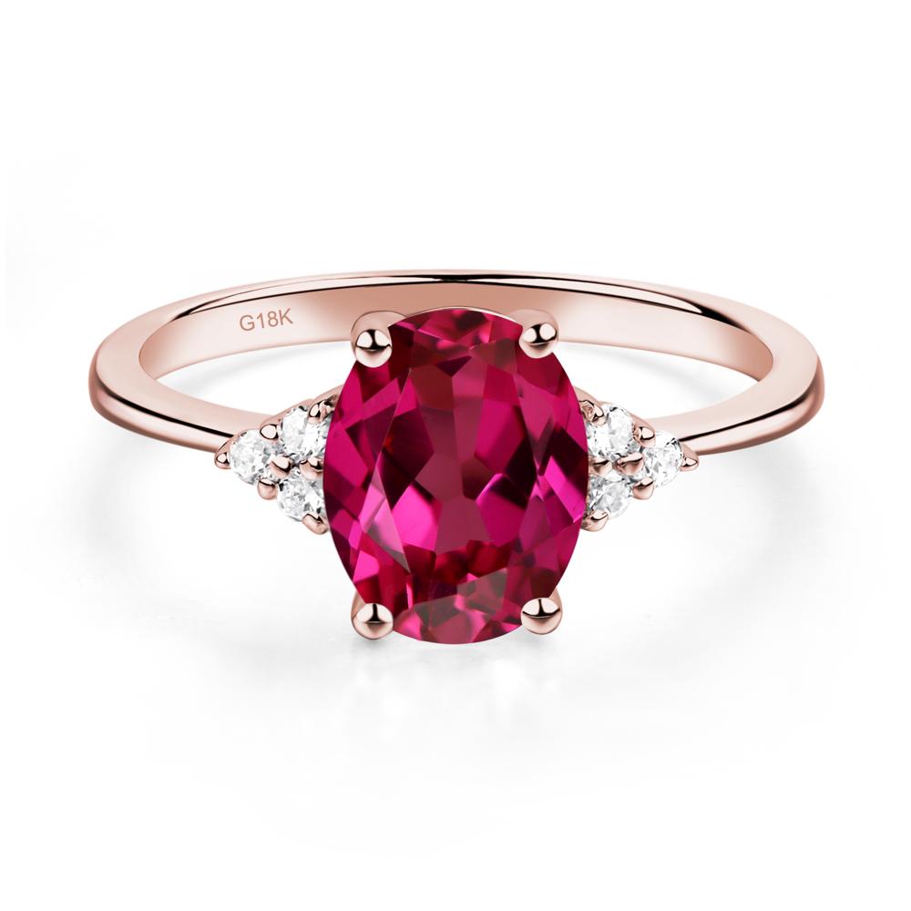 Simple Oval Cut Ruby Wedding Ring - LUO Jewelry #metal_18k rose gold