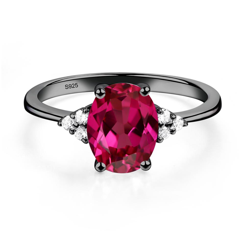 Simple Oval Cut Ruby Wedding Ring - LUO Jewelry #metal_black finish sterling silver