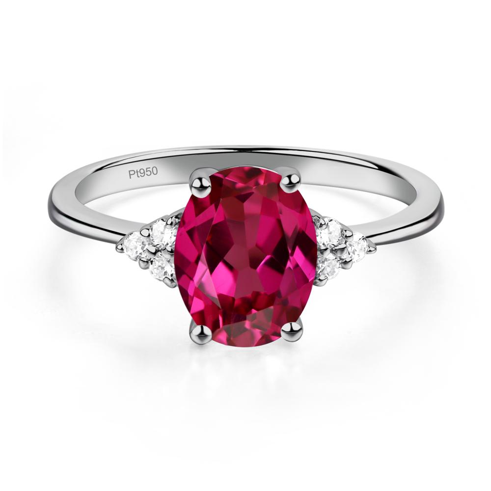 Simple Oval Cut Ruby Wedding Ring - LUO Jewelry #metal_platinum