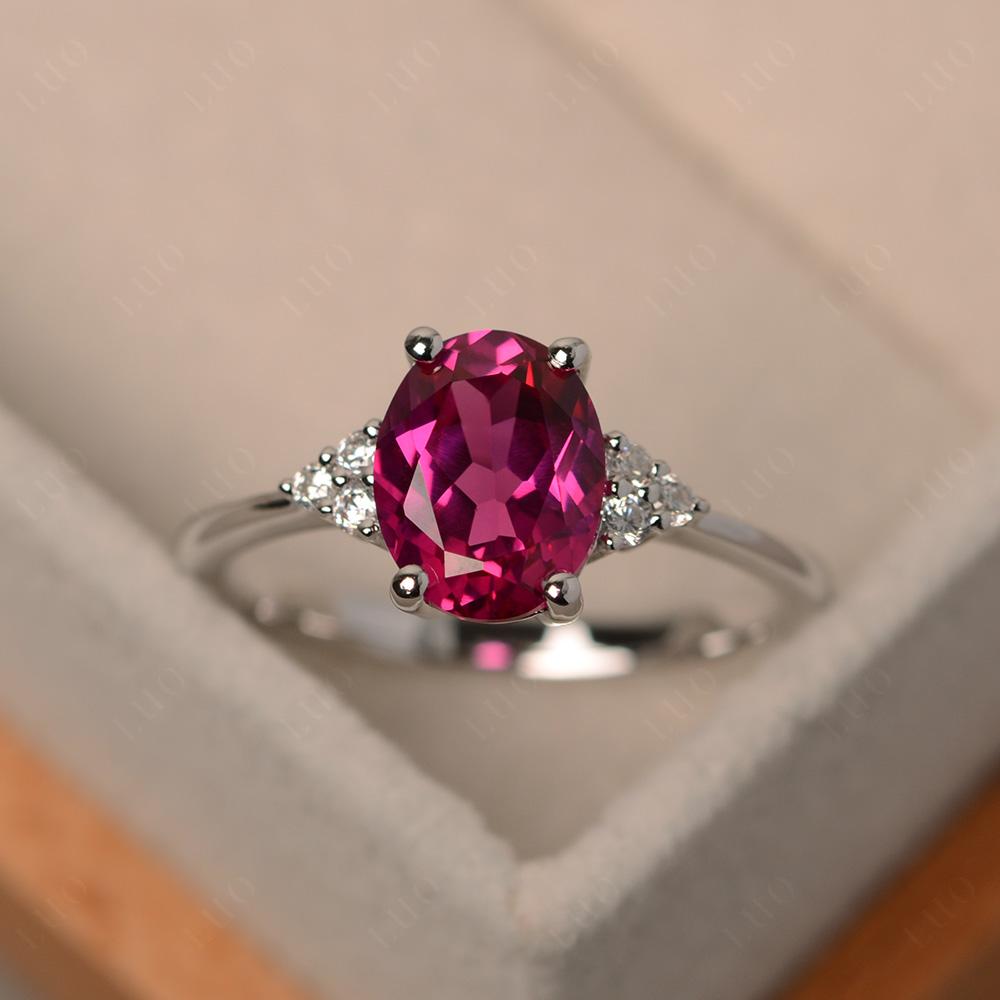 Simple Oval Cut Ruby Wedding Ring - LUO Jewelry