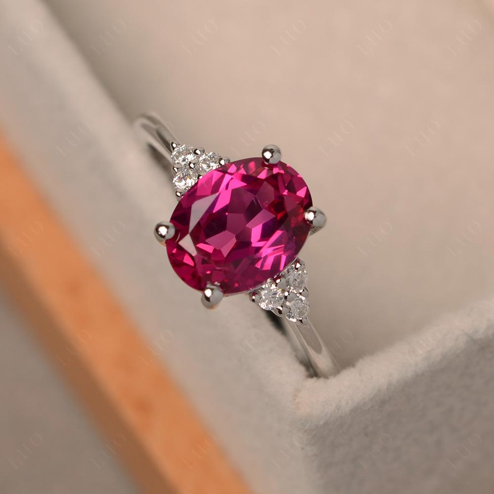 Simple Oval Cut Ruby Wedding Ring - LUO Jewelry