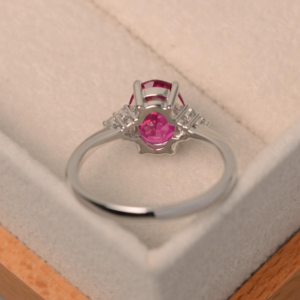 Simple Oval Cut Ruby Wedding Ring - LUO Jewelry
