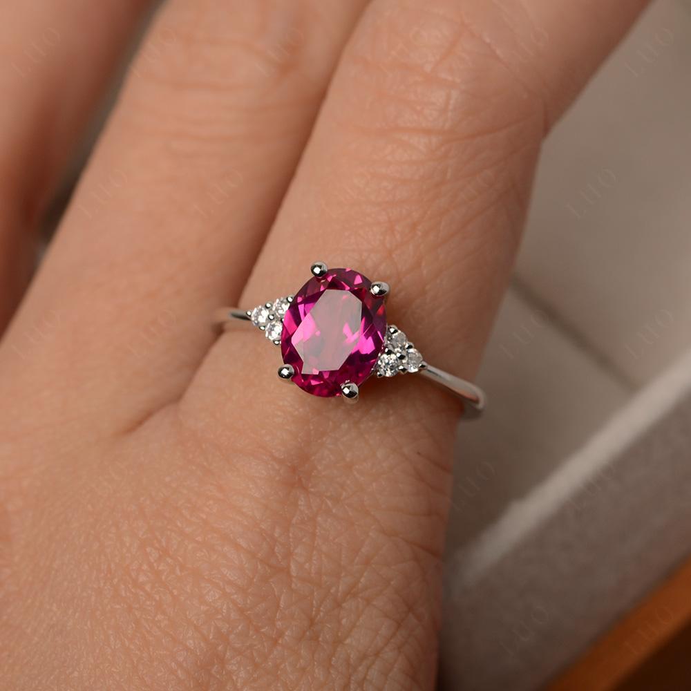 Simple Oval Cut Ruby Wedding Ring - LUO Jewelry