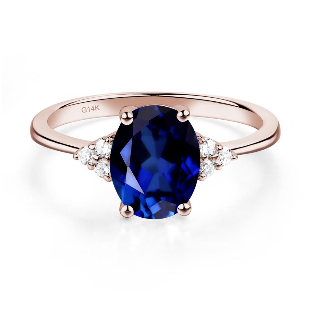 Simple Oval Cut Lab Grown Sapphire Wedding Ring - LUO Jewelry #metal_14k rose gold