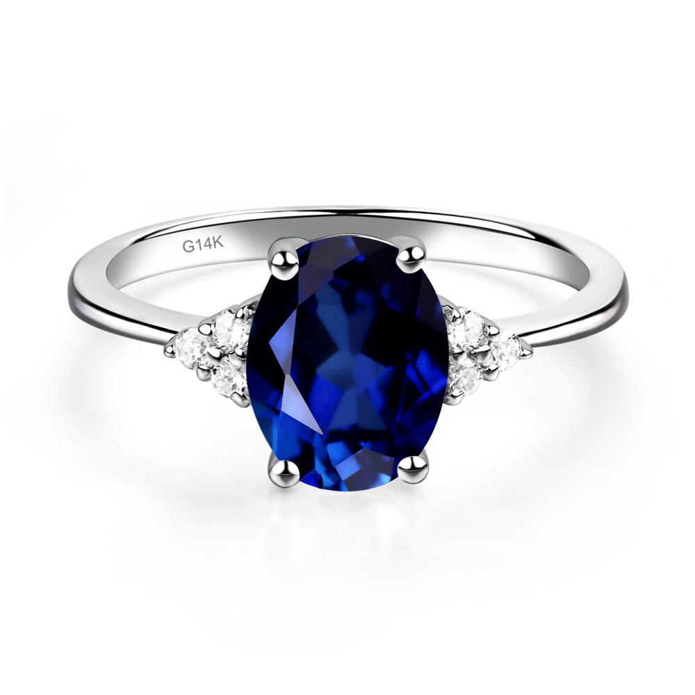 Simple Oval Cut Lab Grown Sapphire Wedding Ring - LUO Jewelry #metal_14k white gold